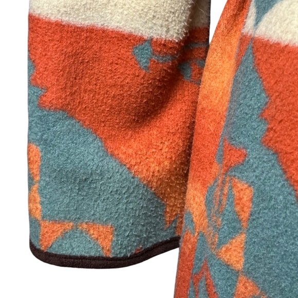 Tasha Polizzi Southwestern Wrap Blanket Coat Size Small Orange Turquoise Aztec - Picture 12 of 16
